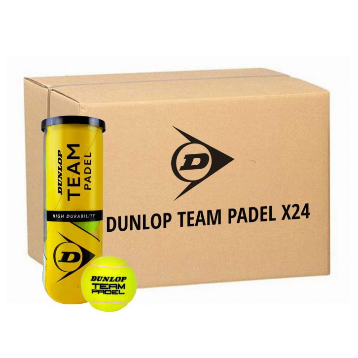 Carton 24 Tubes De 3 Balles Dunlop Team Padel