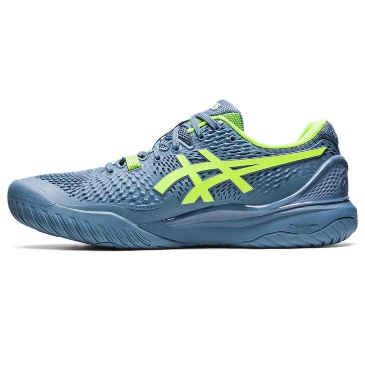 Chaussures Asics Gel Resolution 9 Gris Bleu/Vert Fluo