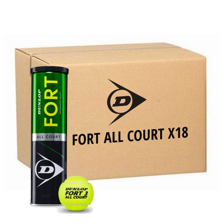 Carton 18 Tubes De 4 Balles Dunlop Fort All Court